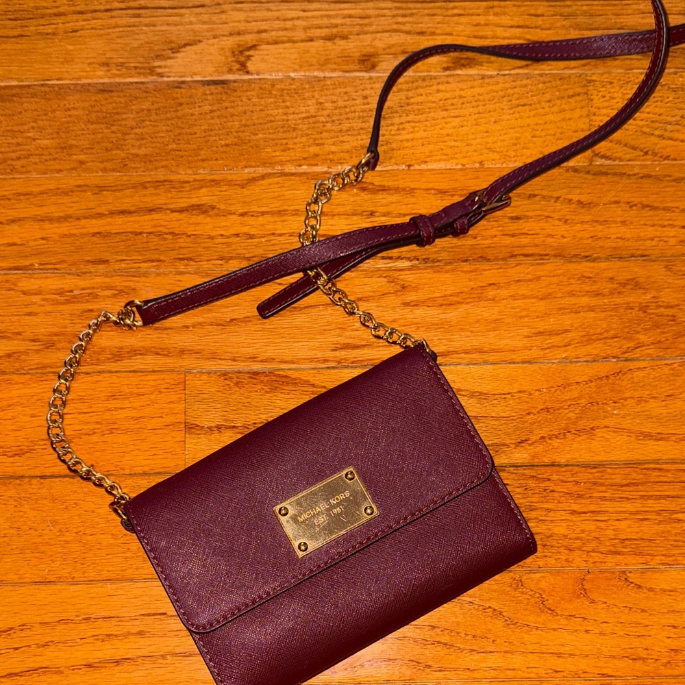Michael Kors Plum Crossbody with Gold-Tone Chain